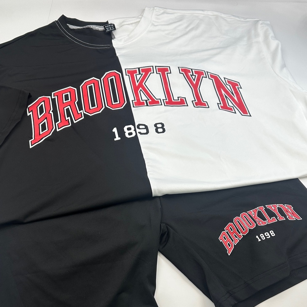 Brooklyn 1898 Black and White T-Shirt and Shorts Set